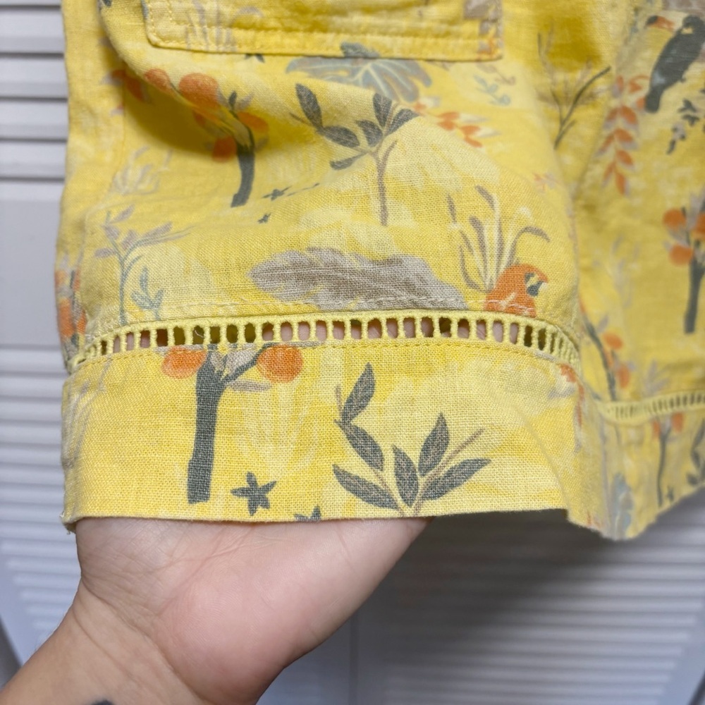 NEXT Shift Dress Linen Blend Yellow Floral Print Summer Smock Vintage Size 10 US - Picture 3 of 6